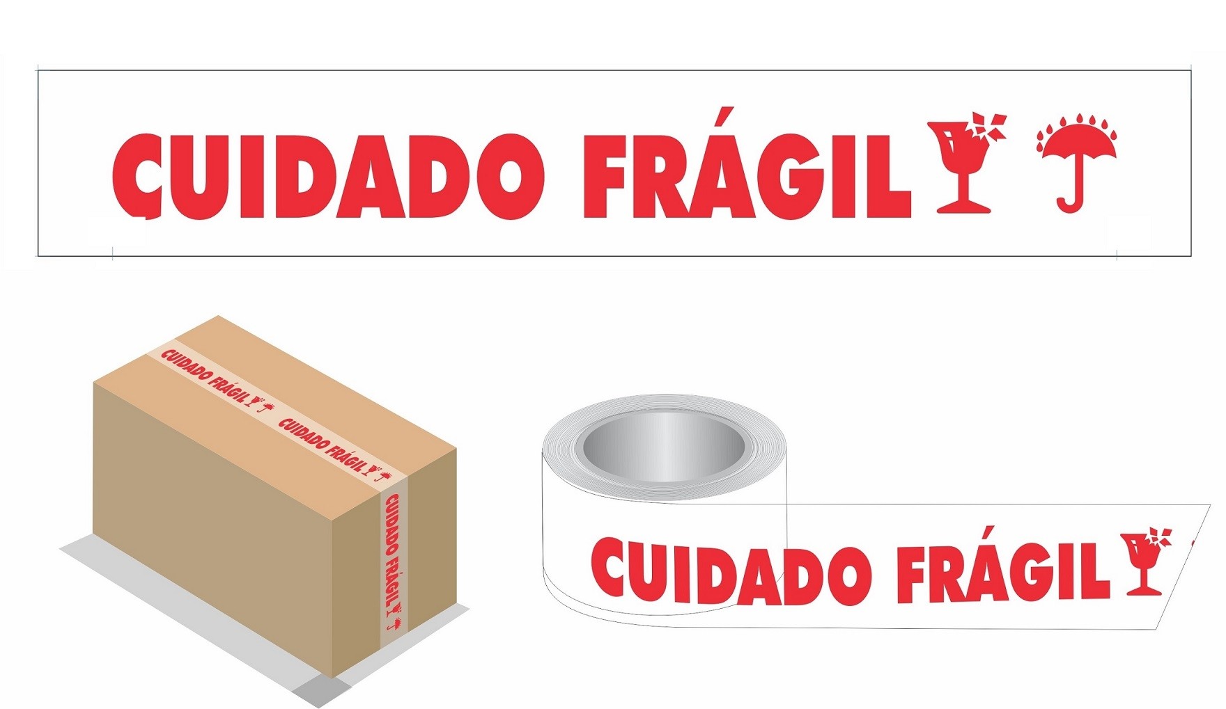 Fita Impressa Cuidado Frágil 48mmx50m Transp.