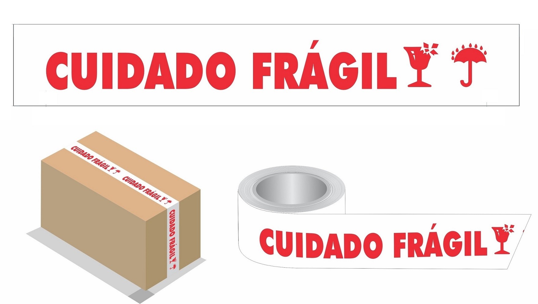 Fita Impressa Cuidado Frágil 48mmx50m Leitosa