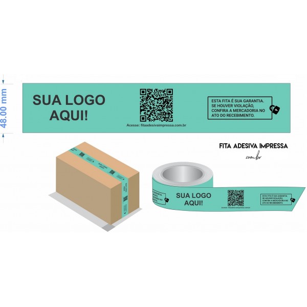 Fita Adesiva Impressa Personalizada 48mm x 100m Colorida c/logomarca